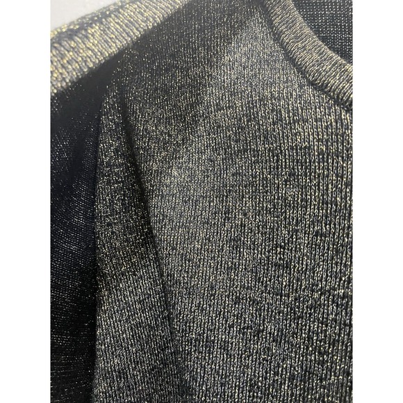 RARE‎ VTG Karen Scott Cardigan Sweater Black &Gold Metallic NYE NIGHT OUT PARTY - Picture 5 of 9